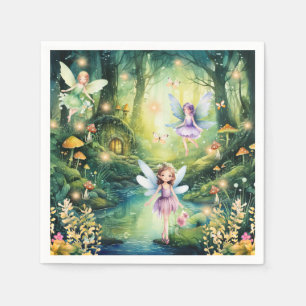 Girls Enchanted Forest Fairies Birthday Napkin