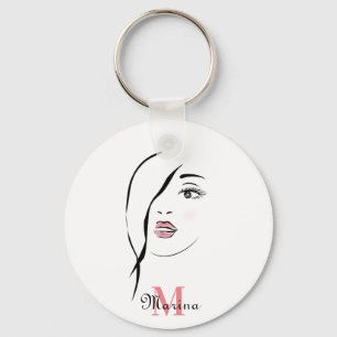girl's face,glamourous , face, personalized modern keychain