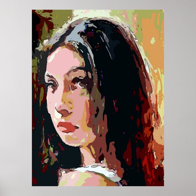 Girls Face in Abstract Poster (Front)