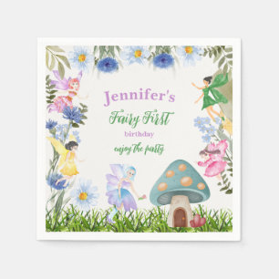 Girl's Fairy Birthday Fairies and Flowers Any Age Napkin