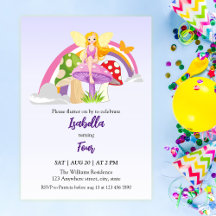 Girls Fairy Mushroom Rainbow Birthday 