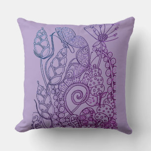 Girls fantasy flower butterfly gingham pillow