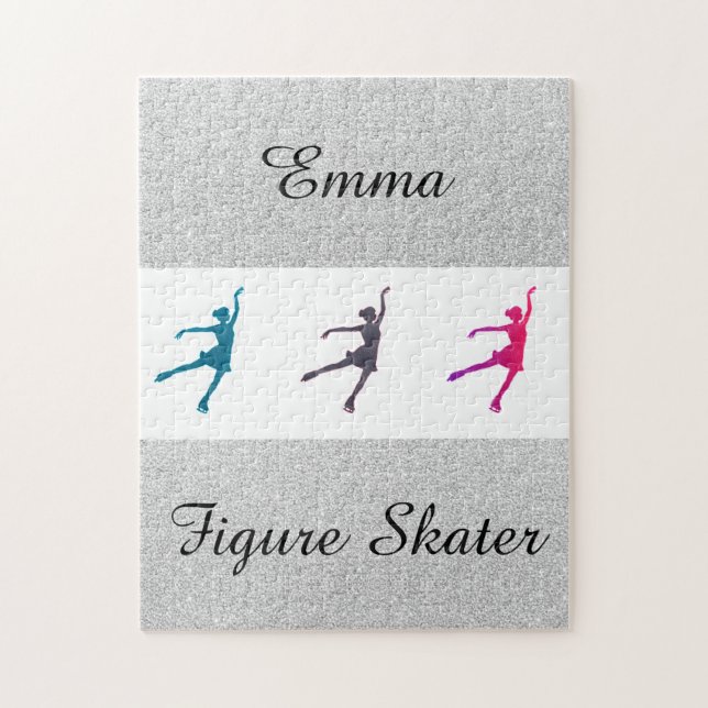 Girls Faux Glitter Ice Skating / Figure Skating Jigsaw Puzzle (Vertical)