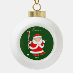 Girls Field Hockey 2026 Ceramic Ball Christmas Ornament