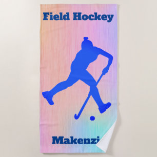 Girls Field Hockey Abstract Beach Towel