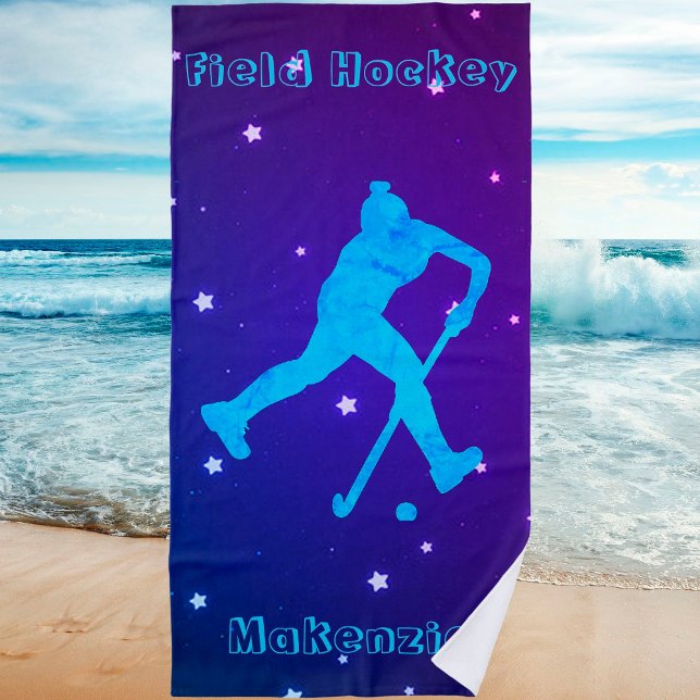 Girls Field Hockey Personalized   Beach Towel (Creator Uploaded)