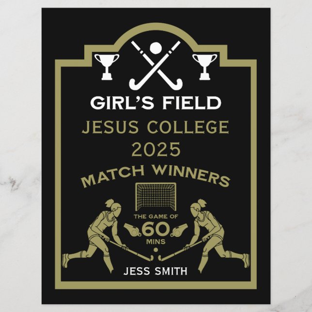 Girl's Field Hockey Prize (Front)