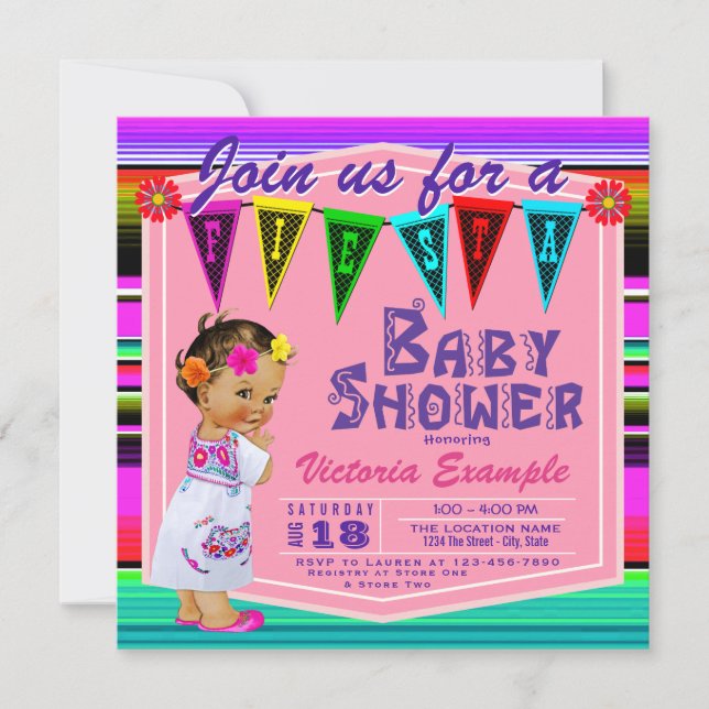 Girls Fiesta Baby Shower Invitations (Front)