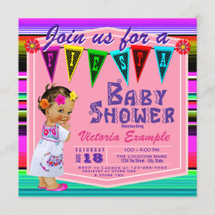 Girls Fiesta Baby Shower Invitations
