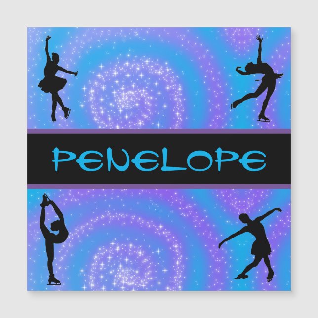 Girls Figure Skating Personalized Magnetic Card (Front)
