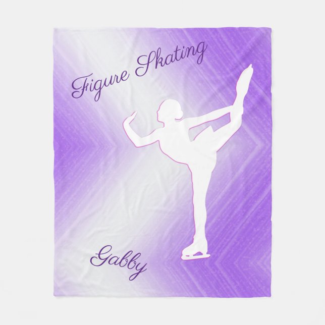 Girls Figure Skating Purple and White Abstract Fleece Blanket (Front)