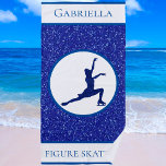 Girls Figure Skating Sparkle Personalized Beach Towel<br><div class="desc">Figure Skating Personalized Beach Towel for girls who love to be on ice when they aren't at the beach! This design has a royal blue faux glitter background with a beautiful blue faux sparkle figure skater silhouette in the centre. Above this you can personalized the name to that of your...</div>