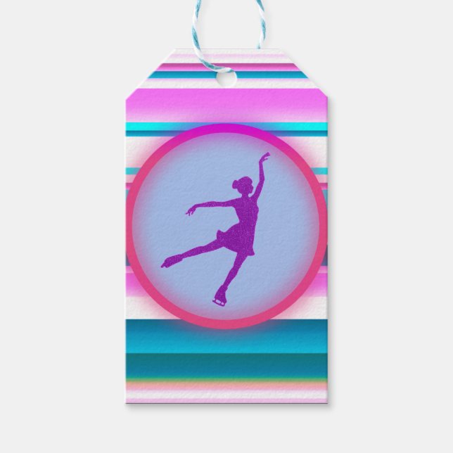 Girls Figure Skating Stripes    Gift Tags (Front)
