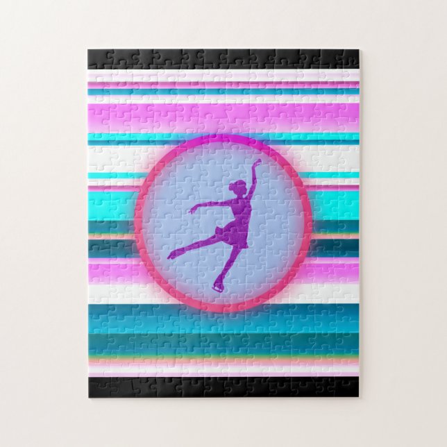 Girls Figure Skating Stripes  Jigsaw Puzzle (Vertical)