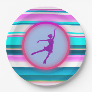 Girls Figure Skating Stripes    Paper Plate