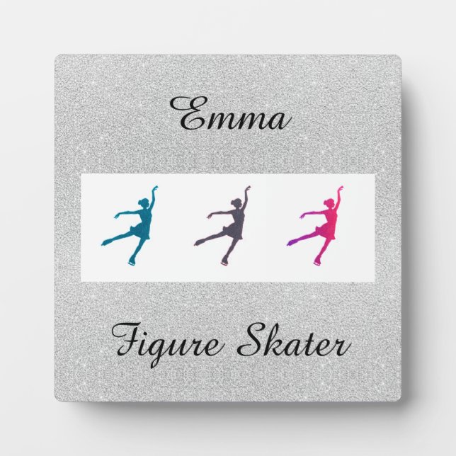 Girl's Figure Skating Tabletop Plaque with Easel (Front)