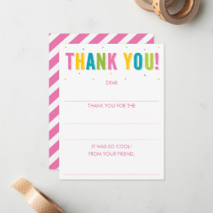 Girls Fill In The Blank Rainbow Thank You Card
