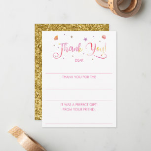 Girls Fill In The Blank Watercolor Thank You Card