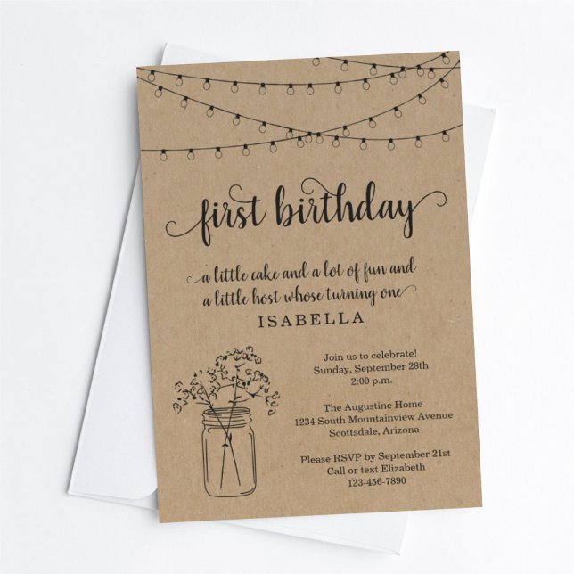 Girls First 1st Birthday Invitation (Creator Uploaded)