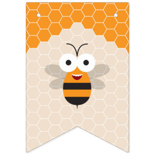 Girl's First Birthday 1st Bee-Day Cute Honeybee Bunting Flags