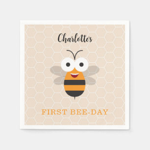 Girl's First Birthday 1st Bee-Day Cute Honeybee Napkin