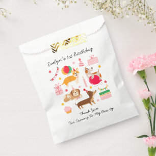 Girl's First Birthday Let's Pawty Favor Bags