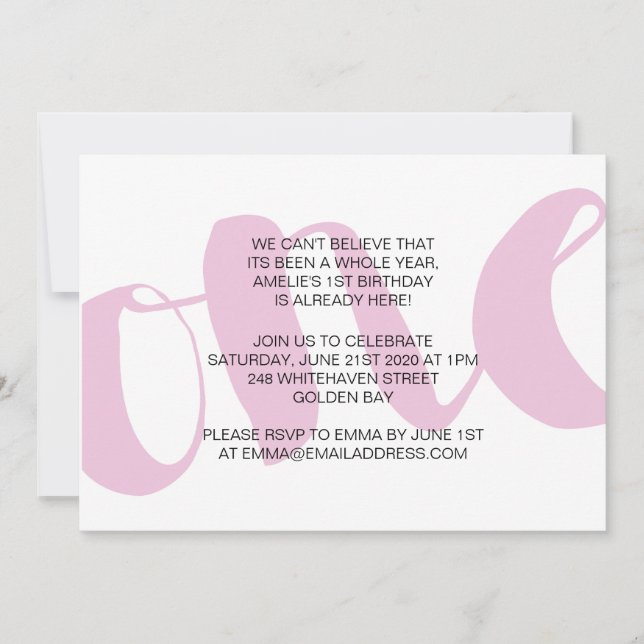 Girls First Birthday Party Invitation (Front)