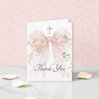 Girl's First Communion Pink Floral Bow
