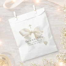 Girl's First Communion Simple Neutral Ivory Bow