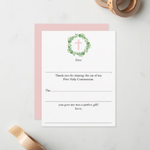 Girls First Holy Communion Fill In Thank You Card