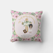 Girls First Holy Communion Floral Cross Caricature