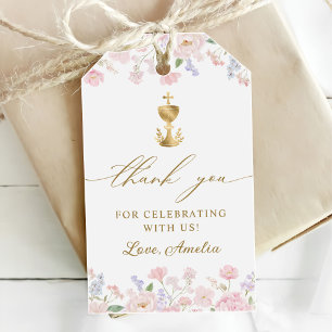 Girl's First Holy Communion Pastel Floral Gift Tags