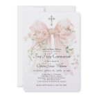 Girls First Holy Communion Pink Floral Bow