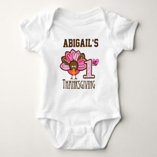 Girls First Thanksgiving Football Turkey bodysuit