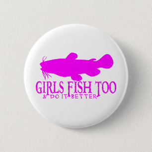 GIRLS FISH TOO CATFISH 2 INCH ROUND BUTTON
