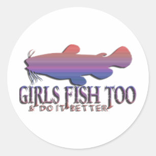 GIRLS FISH TOO CATFISH CLASSIC ROUND STICKER