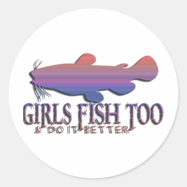 GIRLS FISH TOO CATFISH CLASSIC ROUND STICKER (Front)