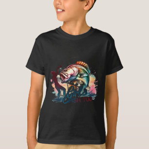 Girls Fish Too Fishing Large Mouth B Graphic Fishe T-Shirt