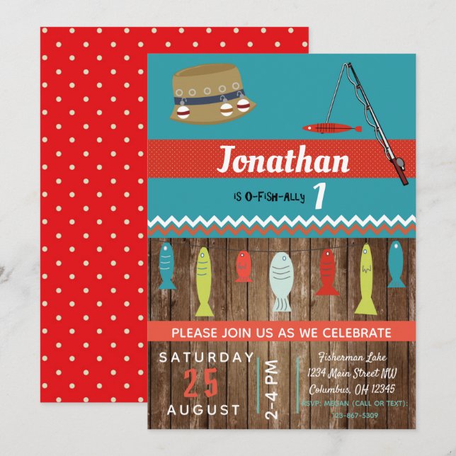 Girls Fishing Kids Birthday Party Invite (Front/Back)