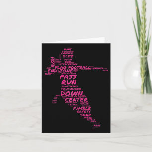 Girls Flag Football Player Word Art Typography Card