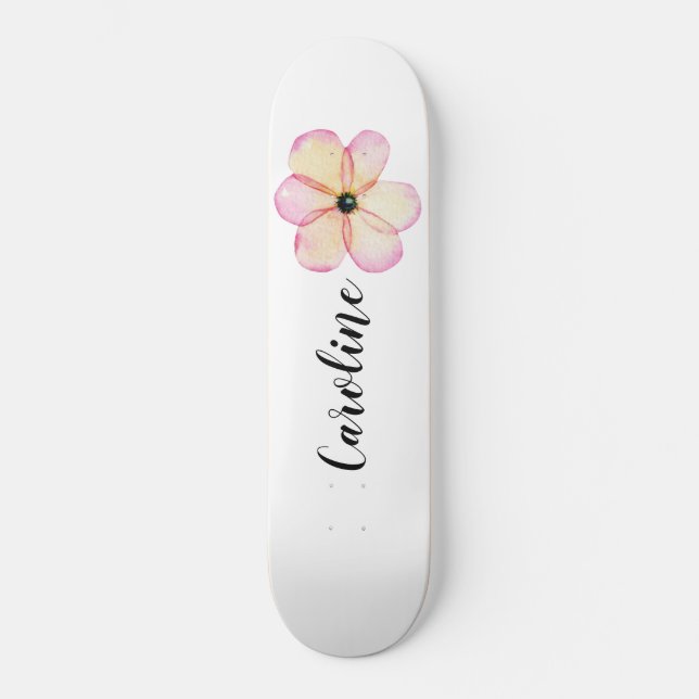 Girls Floral Personalized  Skateboard (Front)
