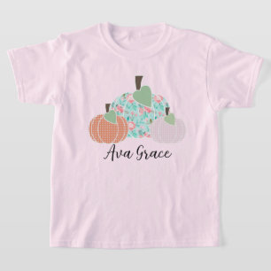 Girls Floral Pumpkin Trio Personalized T-Shirt