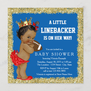 Girls Football Baby Shower Invitation