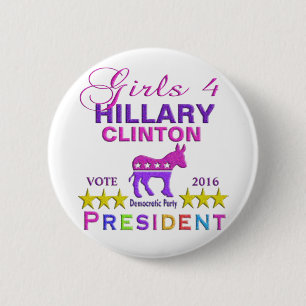 Girls for Hillary Clinton President 2 Inch Round Button