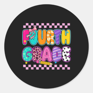 Girls Fourth Grade Back To School Coquette Preppy Classic Round Sticker