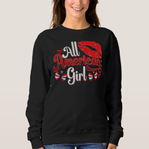Girls Fourth Of July    All American Girl Lips Kis Sweatshirt