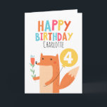 Girls Fox Birthday Card<br><div class="desc">This children's birthday card features a cute fox, yellow balloon and flowers. I have also used a font called Cool Britannia for the heading on both the front and back of the card. This birthday card is best suited for a girl it's ready to be personalized.</div>