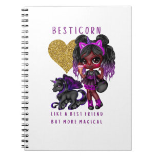 Girls Friend Gift Black Unicorn Besticorn Magical Notebook