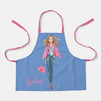 Girl's front with cowboys and pink jacket apron