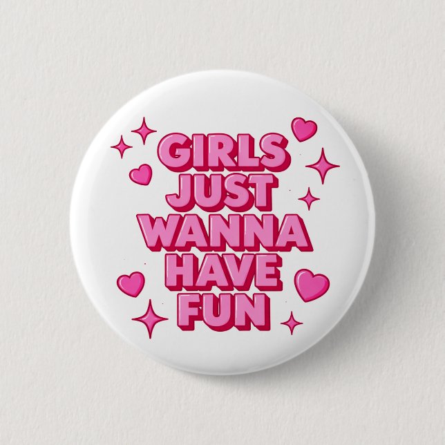 Girls Fun 2 Inch Round Button (Front)